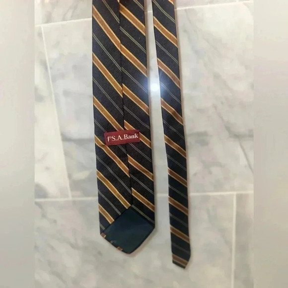 Jos. A. Bank Signature Collection Men’s Striped Silk Tie – Brown & Yellow - Picture 6 of 7